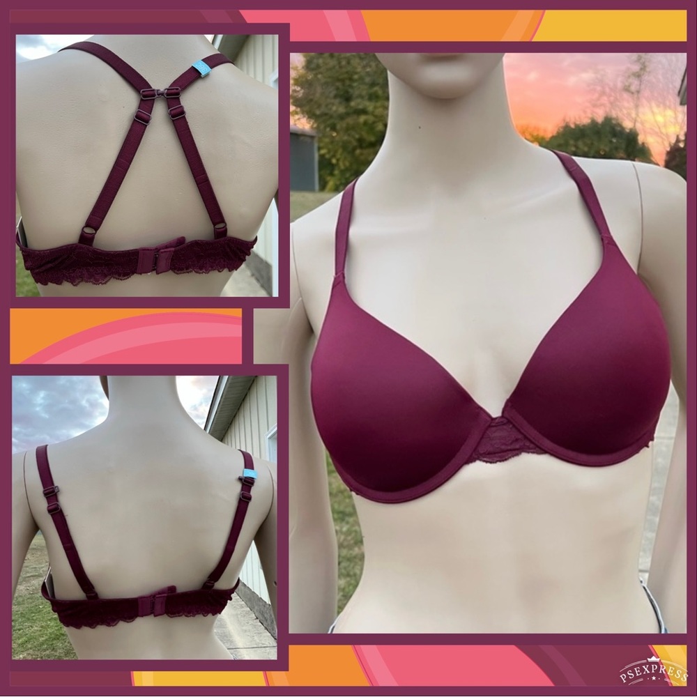 - So! 36C Convertible Underwire Push-Up Burgundy Bra! NEW!